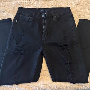 Distressed Black Bootcut Jeans